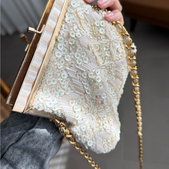 Vintage Rimco of California beaded wallet/purse champagne gold straps EVC - Picture 12 of 13